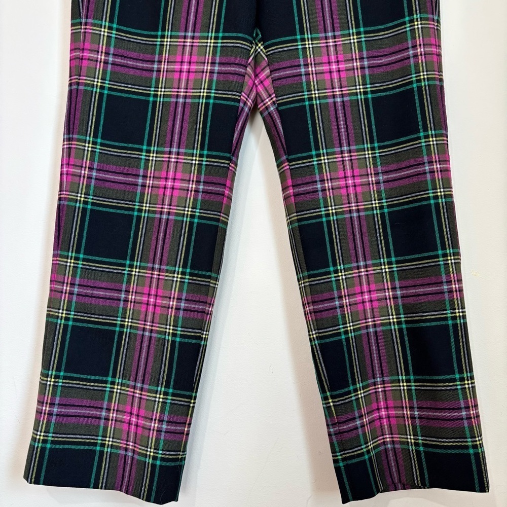 J. Crew Kate Stewart Tartan Pink Green Wool Blend Straight Preppy Academia Pants - Picture 5 of 16